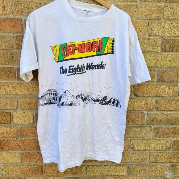 Vintage 1991 Eat More Chocolate Bar Promo T Shirt White Single Stitch - Picture 8 of 8
